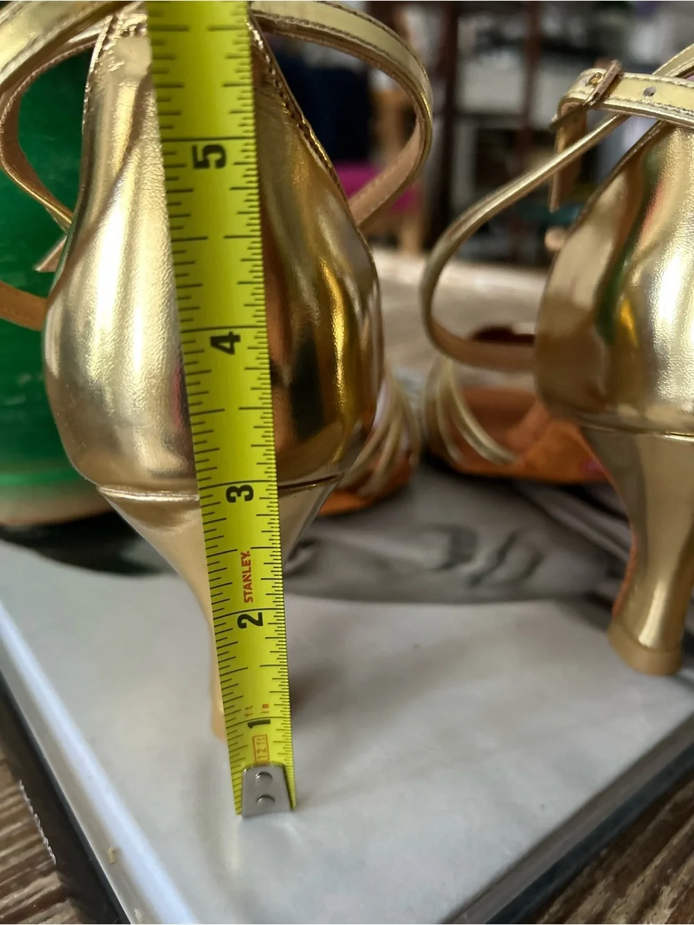 Gold Strappy Latin Dance Heels for Women